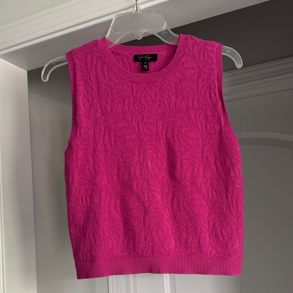 Purple-ish Magenta Barbie Pink Sleeveless Knit Work Top